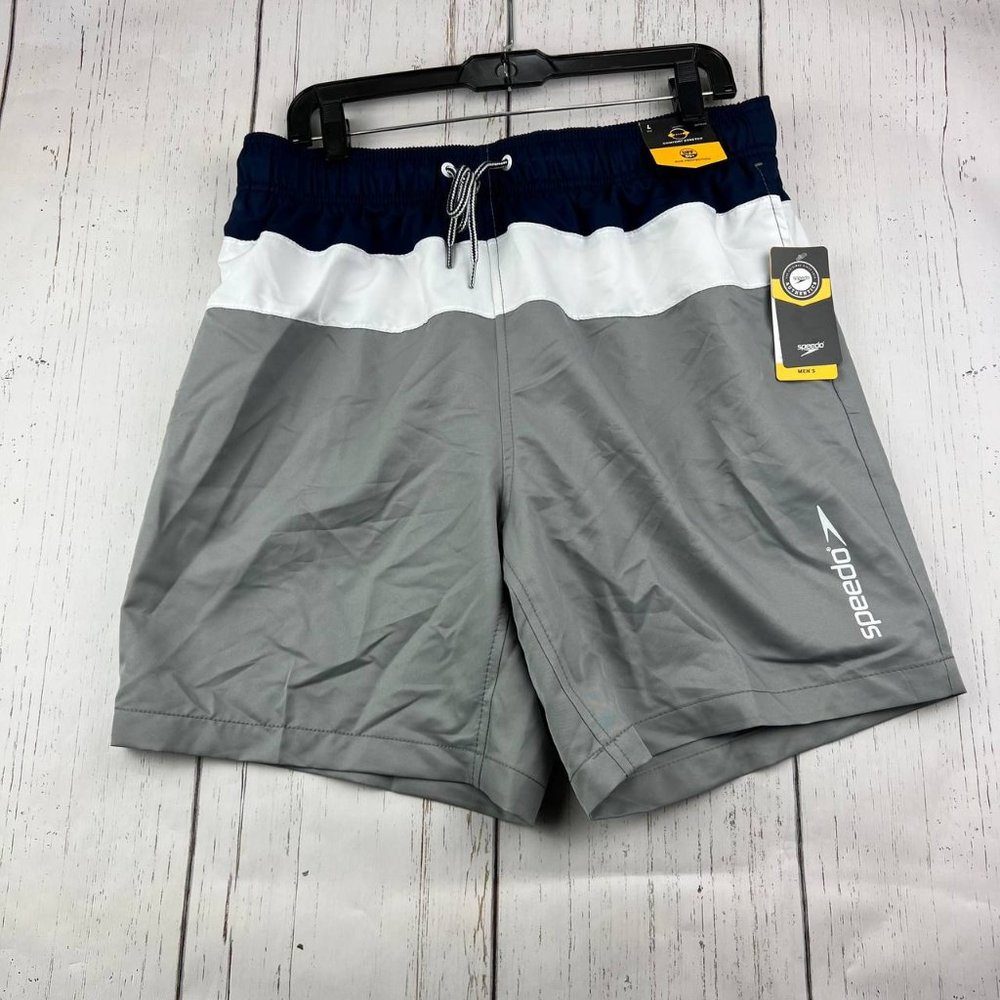 Speedo Large Comfort Stretch Sun Protection Shorts Pants Gray Men New